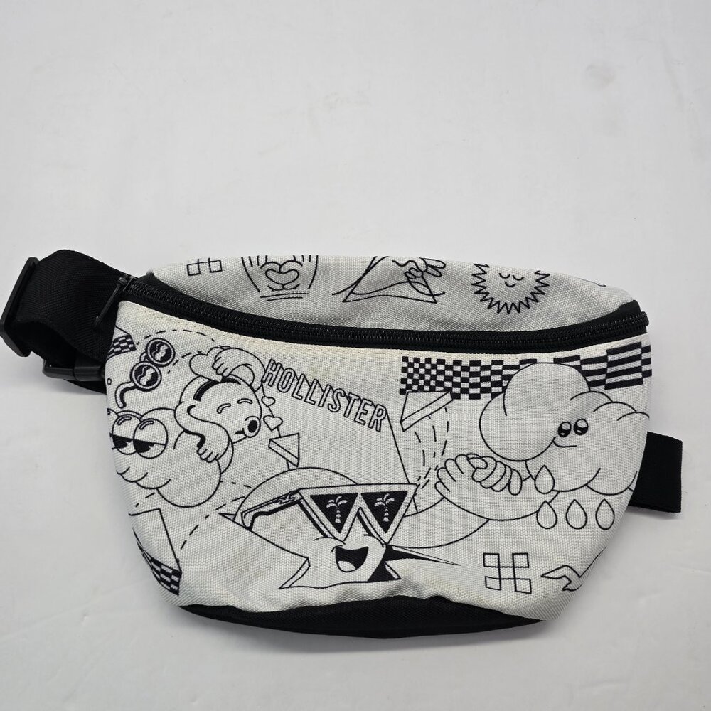Hollister Hip Pack / Fanny Pack – Black & White Cartoon Style – Adjustable Strap